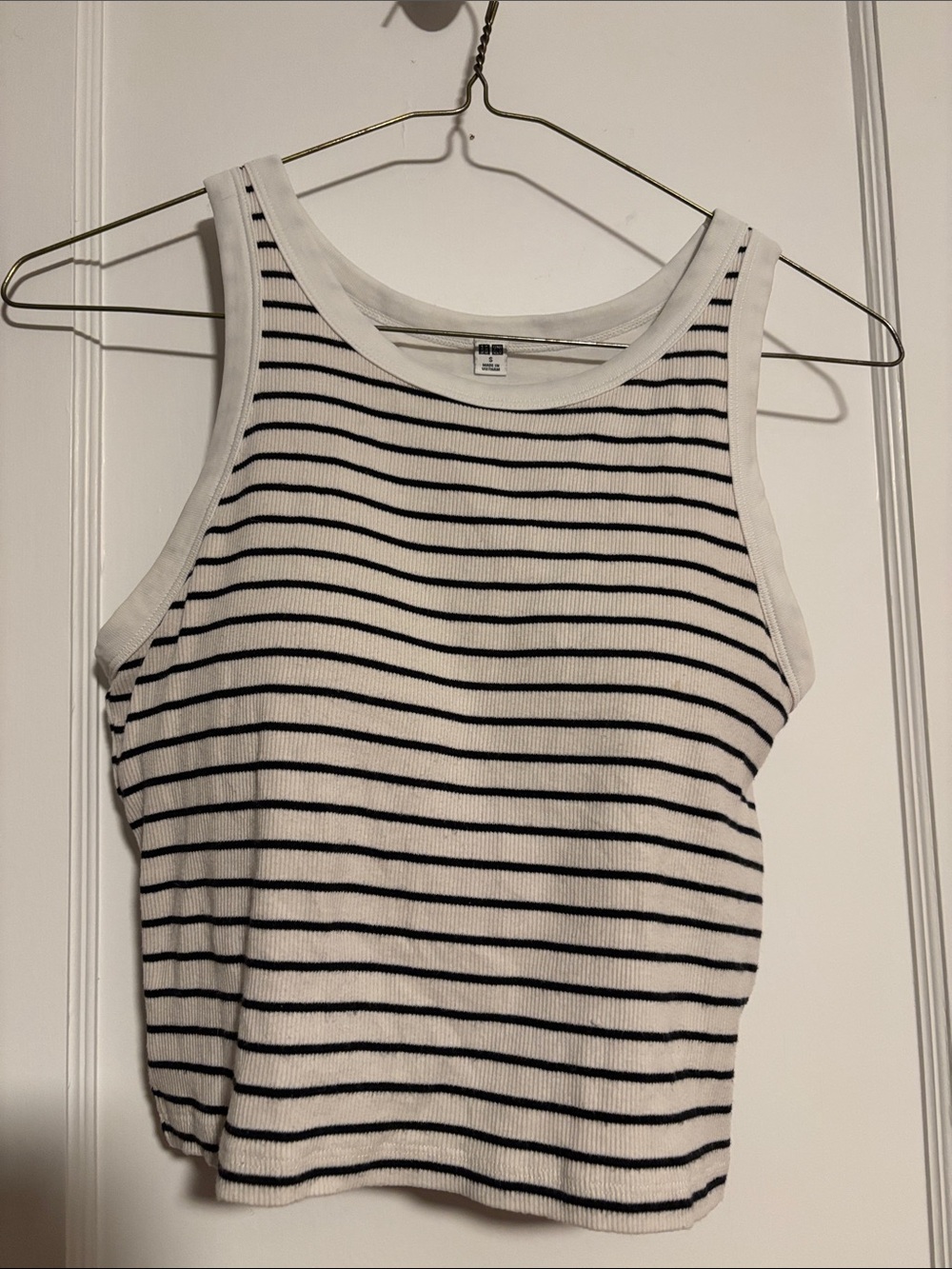 Ribbed Cropped Bra Top - White/Black